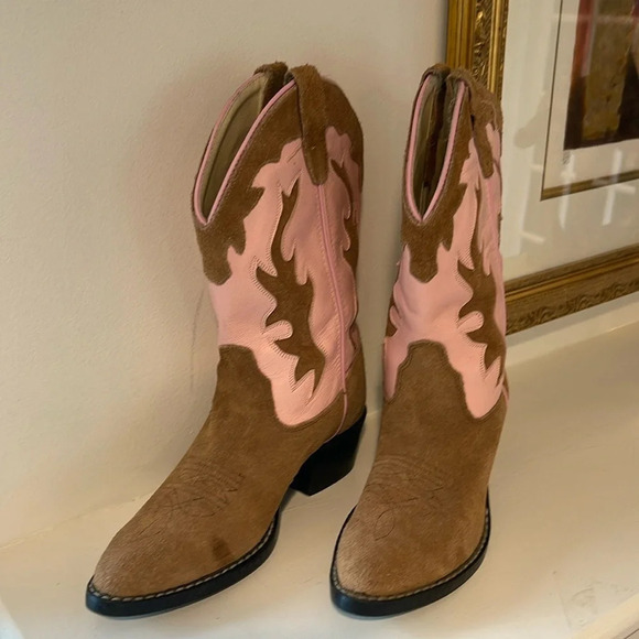 Cowboy Boots pink and tan - Picture 1 of 7